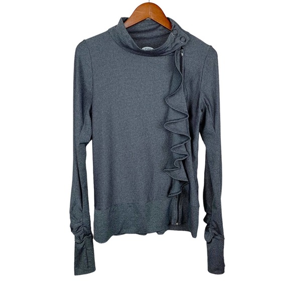 Anthropologie Jackets & Blazers - Pure + Good | Anthropologie Full Zip Jacket Ruffle Grey Active Women’s L